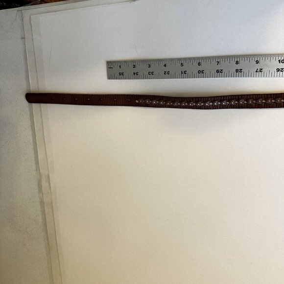 Fossil Brown Leather Belt Boho Bohemian Thin Narrow Womens Large Belts - Picture 7 of 10